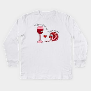 Valent-wine and Valen-twine Kids Long Sleeve T-Shirt